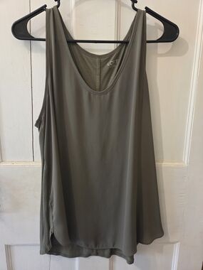 LOFT Olive Scoop Neck Flow Tank
